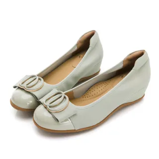 【GDC】甜美真皮優雅風圓頭素色楔型包鞋-綠色(324719-18)