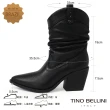 【TINO BELLINI 貝里尼】巴西進口時尚抓皺尖頭短靴FWUT005(黑色)