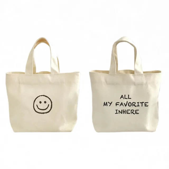 【COLOR ME】微笑帆布袋(帆布袋 購物袋 小手提袋 便當袋 環保袋 小布袋 小包包 提袋 收納袋 購物袋)