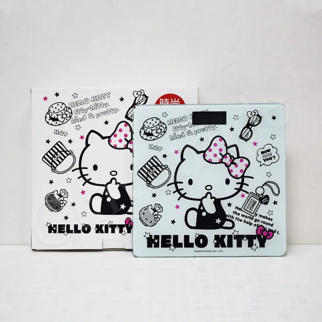 【百科良品】Hello Kitty凱蒂貓  數位電子體重計 體重機 電子秤-黑白時尚/粉色甜心(正版授權)