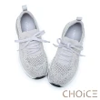【CHOiCE】飛織布燙鑽綁帶輕量休閒鞋(灰色)