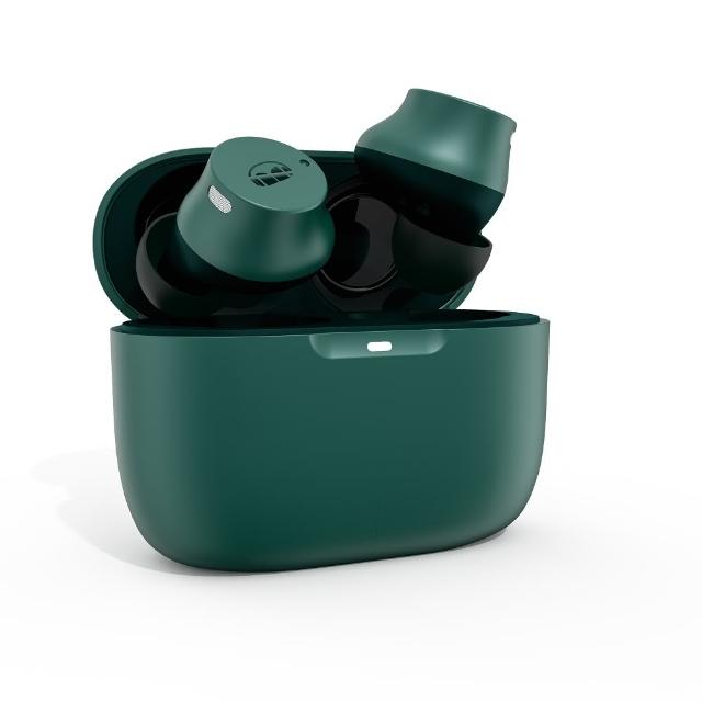 MONSTER 魔聲 N-Lite 200 AirLinks 真無線藍芽耳機，採用入耳式設計，輕巧僅37g，適合長時間配戴。支援藍芽5.0穩定傳輸，靈敏度98±3dB，提供清晰音質。包含無線充電盒、Type-C充電線及多尺寸耳塞套，適用iOS、Android、Windows系統。綠色純色風格，12歲以上使用，一年保固，產自中國，NCC認證CCAJ21LP03E0T0。