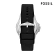 【FOSSIL 官方旗艦館】Fossil Blue 漸層藍海GMT指針手錶 黑色矽膠錶帶 46MM FS6049