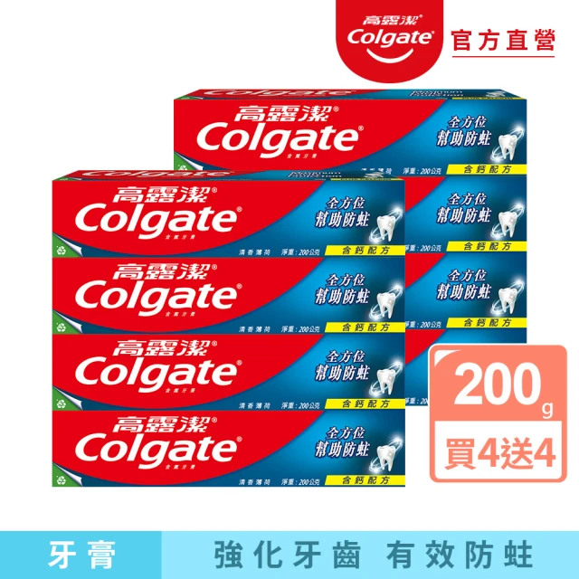 【Colgate 高露潔】清香薄荷牙膏200gX8入(全齒防護/口氣清新)