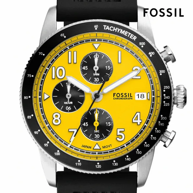 【FOSSIL 官方旗艦館】Sport Tourer系列 三眼計速指針手錶 真皮/矽膠錶帶 42MM(多色可選)