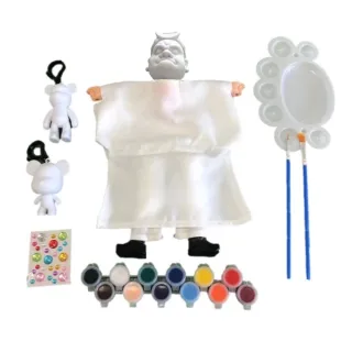 【A-ONE 匯旺】沙悟淨 DIY彩繪傳統布袋戲偶組含2彩繪流體熊12色顏料2水彩筆調色盤水鑽古早味