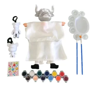 【A-ONE 匯旺】牛魔王 DIY彩繪傳統布袋戲偶組含2彩繪流體熊12色顏料2水彩筆調色盤水鑽卡通