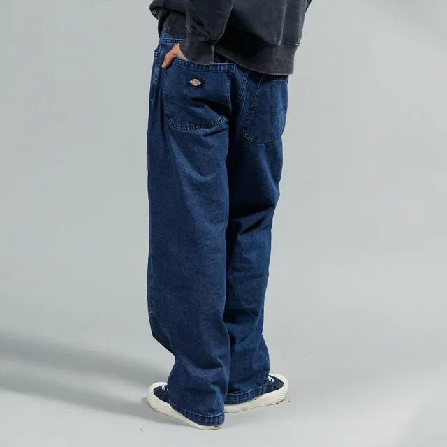 【Dickies】男款石洗仿舊藍丹寧純棉雙膝設計寬鬆長褲｜DK011801F87
