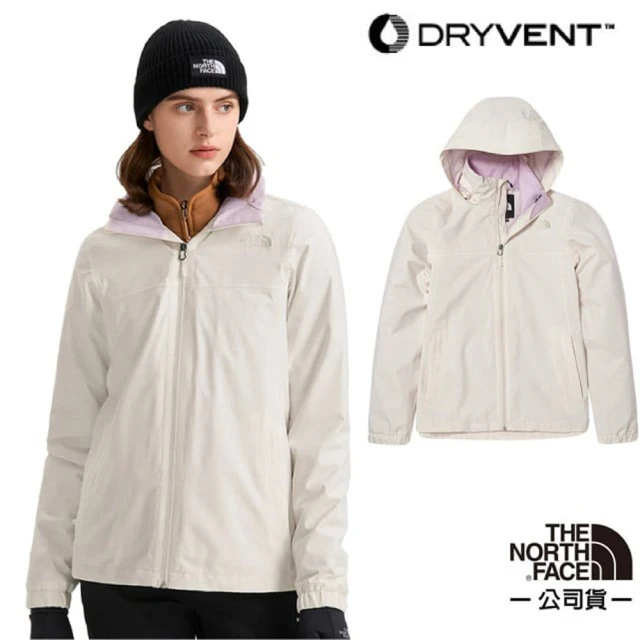 The North Face 女 3效能 防水透氣防風耐磨連帽外套_亞洲版型/夾克.風雨衣(5AZZ-7W5 米白 N)