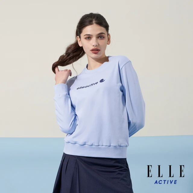 ELLE ACTIVE 女款 休閒圓領長袖針織T恤-藍色(EA24S2W1701#25)