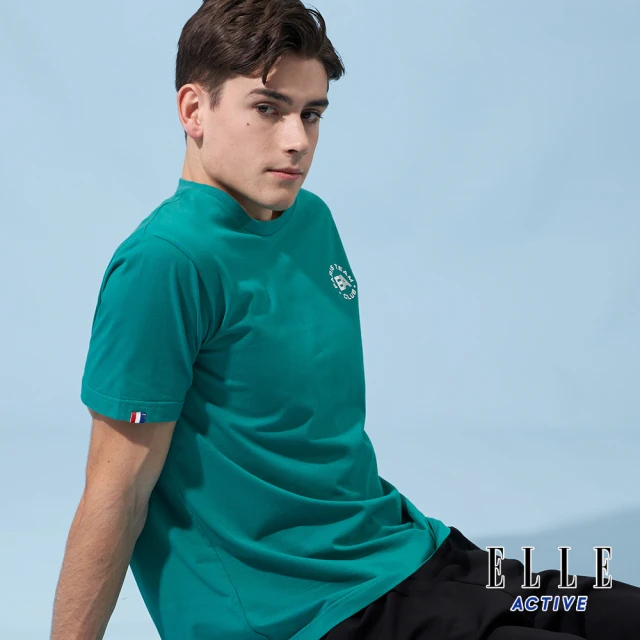 ELLE ACTIVE 男款 圓領短袖針織T恤-綠色(EA24M2M1602#45)