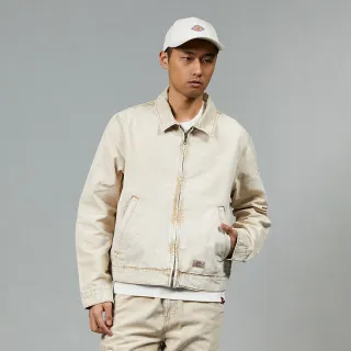 【Dickies】男款水洗砂岩色純棉帆布可調節式下擺設計外套｜DK012971J49