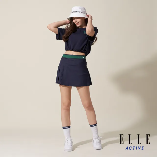 【ELLE ACTIVE】女款 短版短袖圓領T恤-深藍色(EA24M2W1603#39)