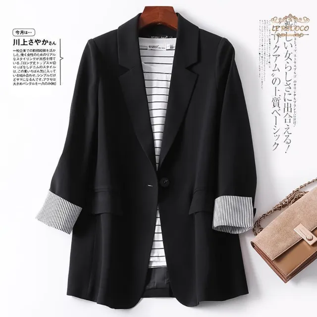 【SAS】日式女式寬鬆西裝外套(小西服 短西裝外套 西裝外套 翻領 一粒釦 職場穿搭 RO190C)