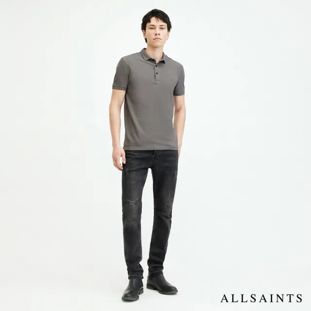 【ALLSAINTS】REFORM 公羊頭骨刺繡純棉短袖POLO衫-灰 MD051H(常規版型)