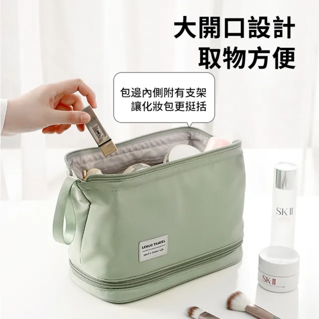 【ANTIAN】雙層大容量便攜洗漱化妝包 多功能化妝品收納包 旅行便捷小包