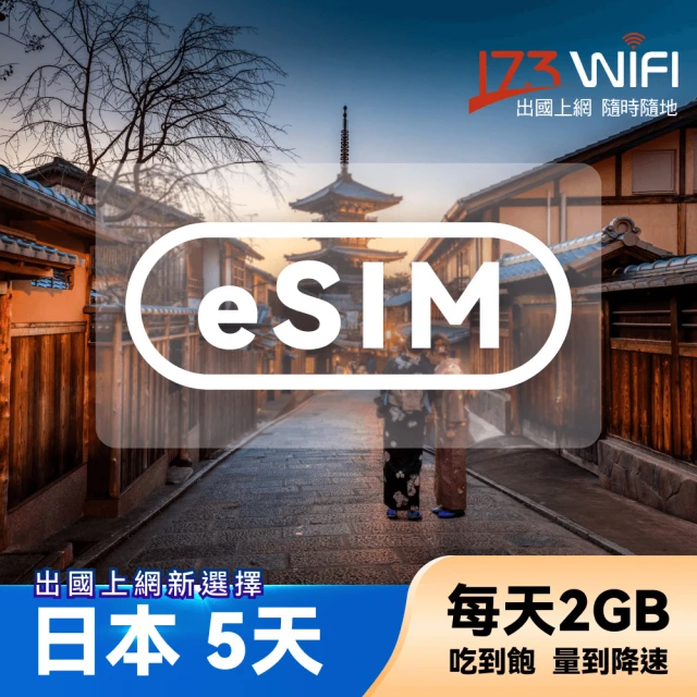 【173WIFI 】eSIM日本5日吃到飽兌換券每日2GB高速量到降速吃到飽(MO)