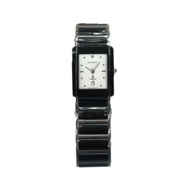 【ORIENT 東方錶】官方授權T2 石中型黑陶瓷白面 石英男腕錶-錶徑-24x28mm(HE7BC13S)