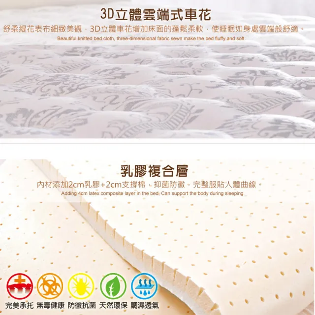【LooCa】乳膠手工4.8雙簧護框硬式獨立筒床墊(加大6尺-送雙禮組)