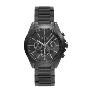 【A|X Armani Exchange】黑色系 三眼計時腕錶 不鏽鋼錶帶 42mm(AX2601)