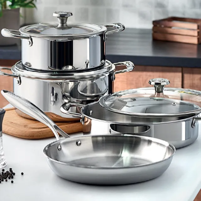 【ABM】Ellite系列 3層複合不鏽鋼單柄平底炒鍋24cm(全鍋身導熱均勻 三層鋼不銹鋼平底煎鍋 煎鍋)