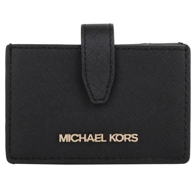 Michael Kors 金字MK防刮PVC風琴式多卡名片夾(黑)