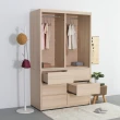 【IDEA】暖色木作滑門下六抽4尺衣櫃/收納櫃(淺木色)