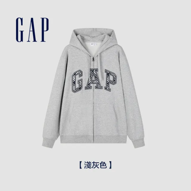 【GAP】男裝 Logo連帽外套 碳素軟磨法式圈織系列-多色可選(885513)