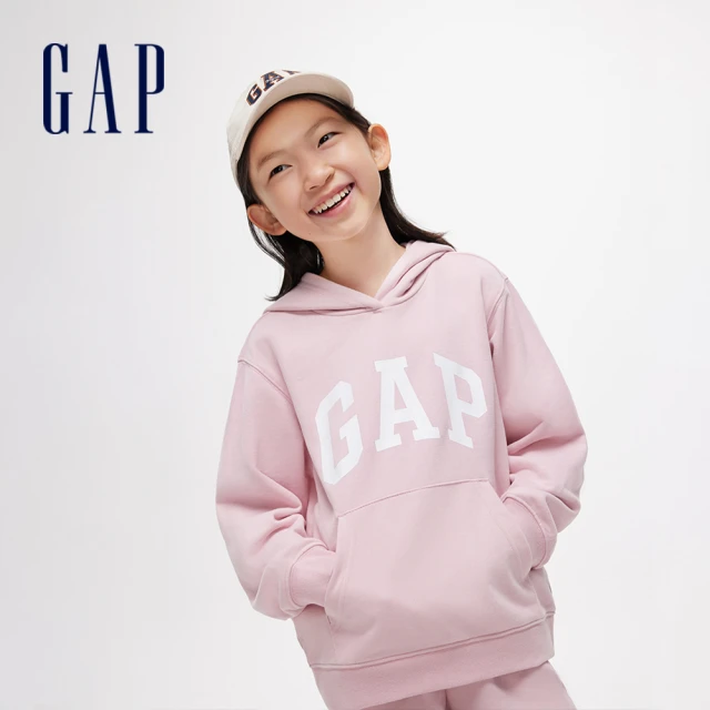 GAP 男童裝 Logo束口鬆緊褲 碳素軟磨法式圈織系列-卡