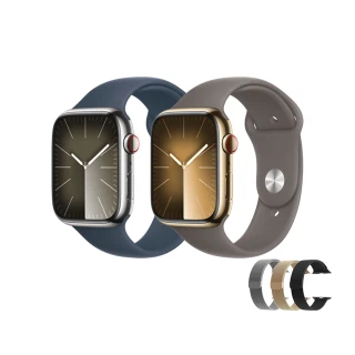 金屬錶帶組【Apple】Apple Watch S9 LTE 41mm(不鏽鋼錶殼搭配運動型錶帶)