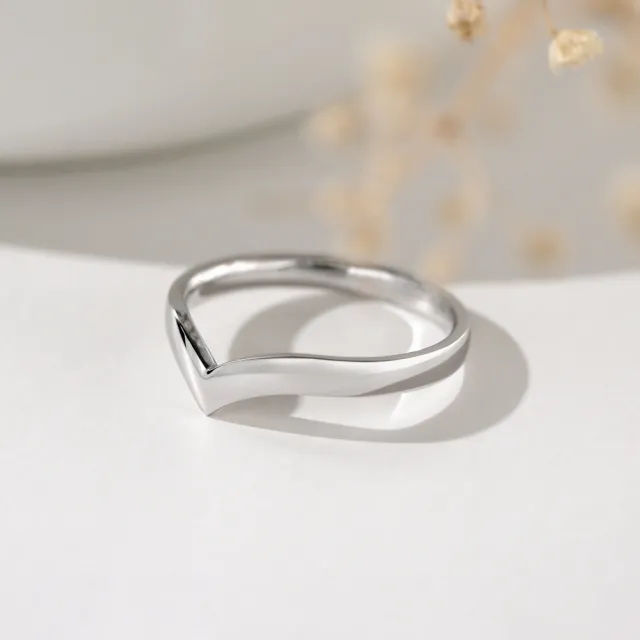 【PROMESSA】小皇冠系列 V型簡約 18K金戒指(男戒)