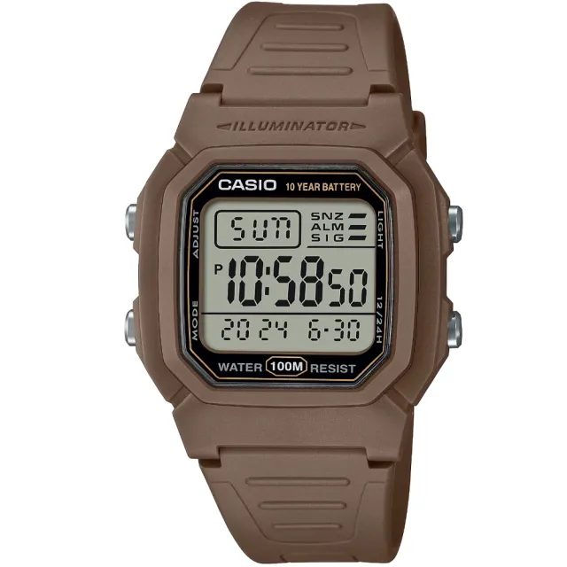 【CASIO 卡西歐】卡西歐電子錶 學生錶 棕色(W-800H-5A)