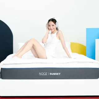 【Lunio】NoozSunset雙人特大6X7尺乳膠床墊+枕(英國工藝舒緩腰酸  專為台灣人所打造 亞馬遜銷售破十萬張)