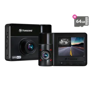 【Transcend 創見】DrivePro 550 高感光+WiFi+GPS 雙鏡行車記錄器 行車紀錄器-附64GB記憶卡(TS-DP550B-64G)