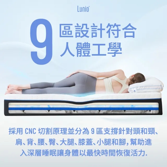 【Lunio】Gen3Pro石墨烯雙人5尺乳膠床墊(6 段人體釋壓 涼感透氣 防又吸震)