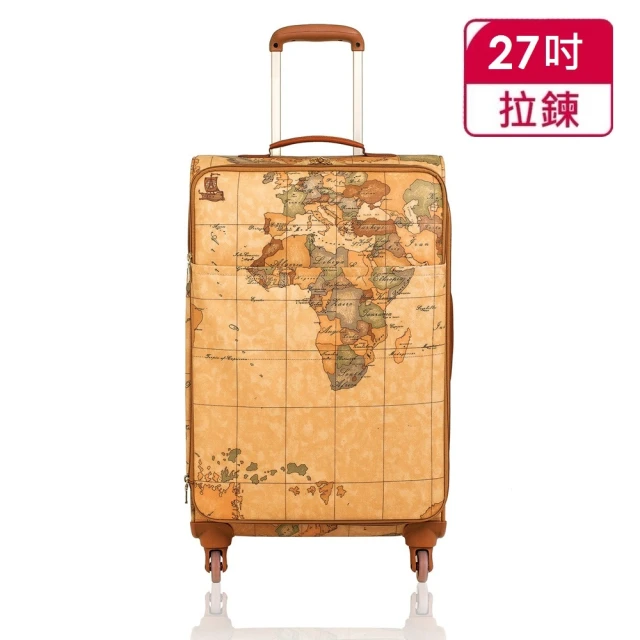 【Alviero Martini】義大利地圖包 旅行商務 休閒拉桿行李箱27吋(地圖黃)