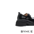 【BYHUE】質感系純色牛油皮綁帶方頭軟芯厚底鞋(黑)
