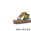 【MELROSE】美樂斯 綻放立體花朵造型全真皮夾腳厚底拖鞋(綠)