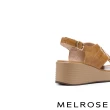 【MELROSE】美樂斯 夏日輕旅 質感編織交錯造型牛皮厚底涼鞋(棕)
