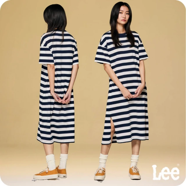 【Lee 官方旗艦】女裝 休閒洋裝 / 條紋附口袋 長版 連衣裙 /寬鬆版型(LB401001179)
