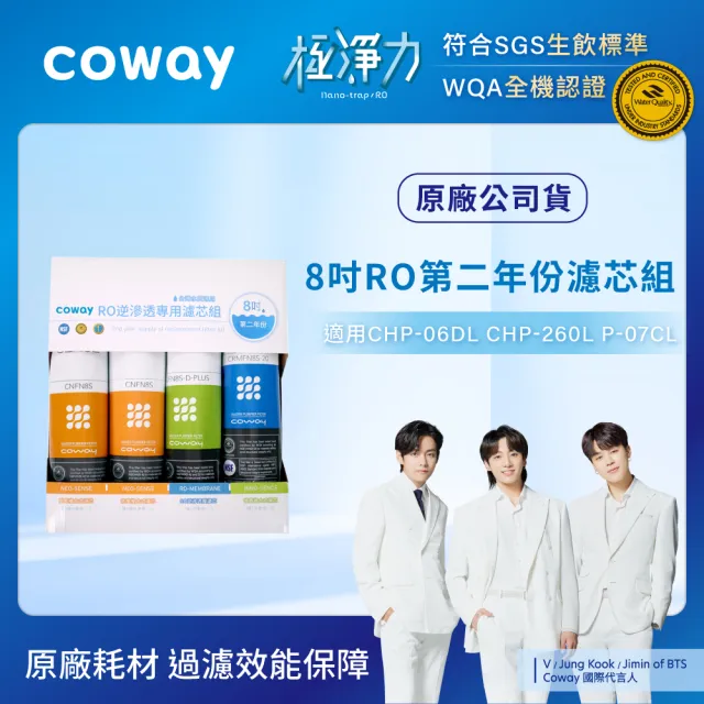 【Coway】RO逆滲透專用濾芯組8吋第二年份(適用CHP-06DL、CHP-260L、P-07CL淨水器)