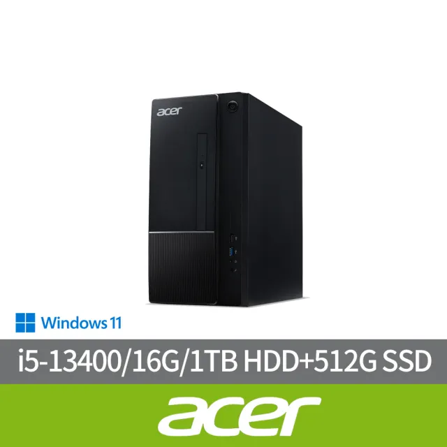 【Acer 宏碁】i5十核電腦(Aspire TC-1770/i5-13400/16G/1TB HDD+512G SSD/W11)