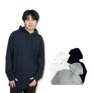 【Tommy Hilfiger】Tommy Hilfiger 薄帽T 電繡logo 純棉 大尺碼 長袖 連帽 無刷毛 帽T 平輸品(帽T 9201AA3)
