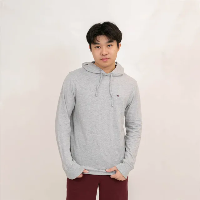 【Tommy Hilfiger】Tommy Hilfiger 薄帽T 電繡logo 純棉 大尺碼 長袖 連帽 無刷毛 帽T 平輸品(帽T 9201AA3)