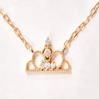 【me.luxe】K18玫金花冠3分鑽石項鍊