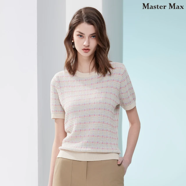 【Master Max】亮麗透氣方格針織圓領上衣(8418001)