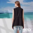 【IGD 英格麗】速達-網路獨賣款-個性拉鍊綁帶背心外套(黑色)