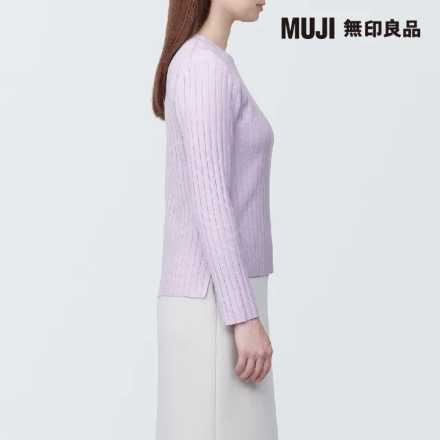 【MUJI 無印良品】女大豆纖維螺紋圓領針織衫(共4色)