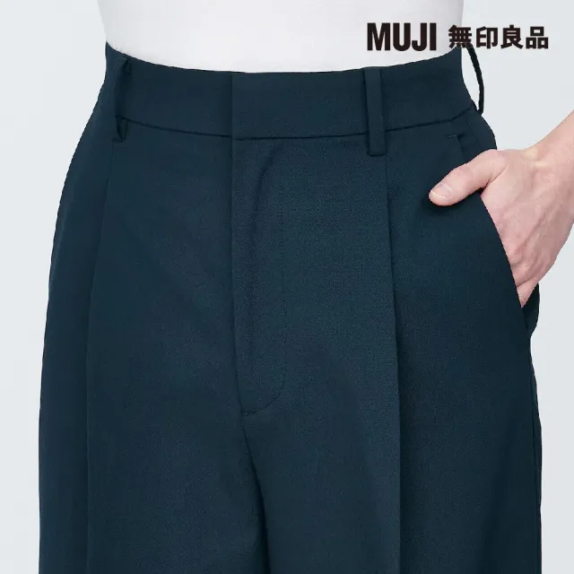 【MUJI 無印良品】女聚酯纖維不易起皺打褶直筒褲(共3色)