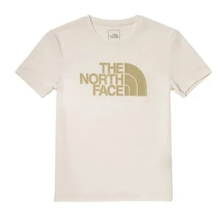 【The North Face】女款 FlashDry 吸濕排汗防曬胸前LOGO圓領短袖T恤_亞洲版型/休閒衫(5JYR-N3N 米白 N)